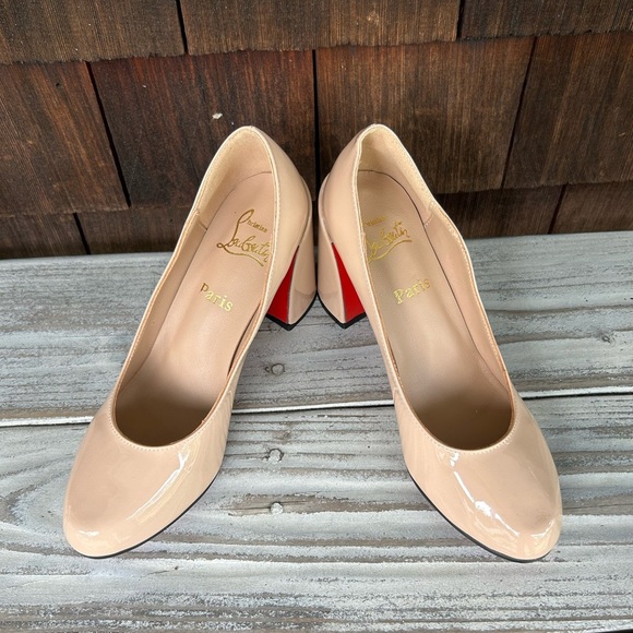 Christian Louboutin Shoes - Christian Louboutin Nude Patent Leather Pumps Size 39. Runs a size big.